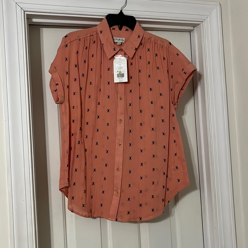 Light coral button down blouse!